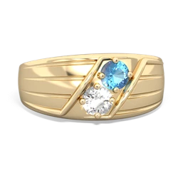 Blue Topaz Men's Streamline 14K Yellow Gold ring R0460