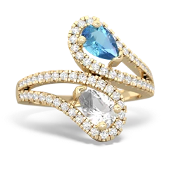 Blue Topaz Diamond Dazzler 14K Yellow Gold ring R3000