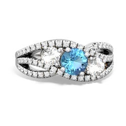 Blue Topaz Three Stone Aurora 14K White Gold ring R3080