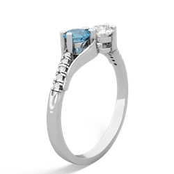 Blue Topaz Infinity Pave Two Stone 14K White Gold ring R5285