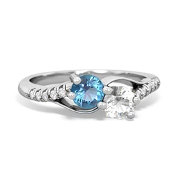 Blue Topaz Infinity Pave Two Stone 14K White Gold ring R5285