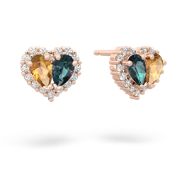 Citrine Halo 14K Rose Gold earrings E7008