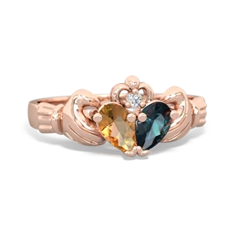 Citrine 'Our Heart' Claddagh 14K Rose Gold ring R2388