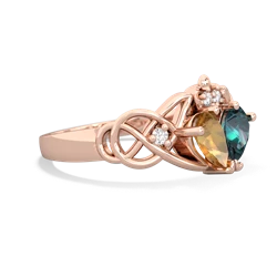 Citrine 'One Heart' Celtic Knot Claddagh 14K Rose Gold ring R5322