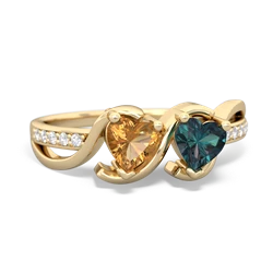 Citrine Side By Side 14K Yellow Gold ring R3090