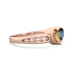 Citrine Filligree 'One Heart' 14K Rose Gold ring R5070