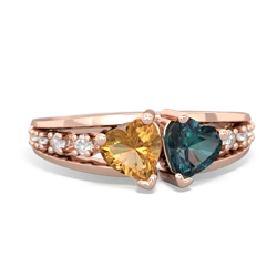 Citrine Heart To Heart 14K Rose Gold ring R3342