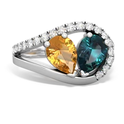 Citrine Nestled Heart Keepsake 14K White Gold ring R5650