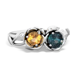 Citrine Rose Garden 14K White Gold ring R5510