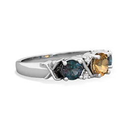 Citrine Hugs And Kisses 14K White Gold ring R5016