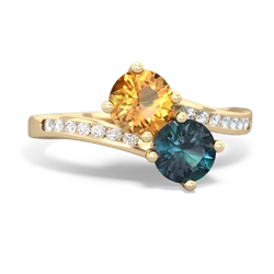 Citrine Channel Set Two Stone 14K Yellow Gold ring R5303