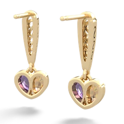 Citrine Filligree Heart 14K Yellow Gold earrings E5070