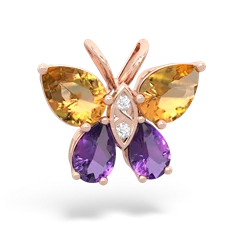 Citrine Butterfly 14K Rose Gold pendant P2215