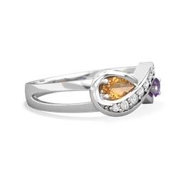 Citrine Diamond Infinity 14K White Gold ring R5390