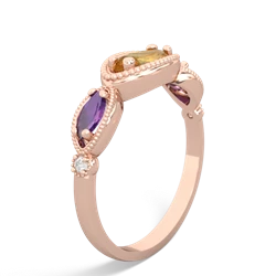 Citrine Milgrain Marquise 14K Rose Gold ring R5700