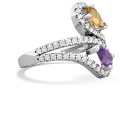 Citrine Diamond Dazzler 14K White Gold ring R3000