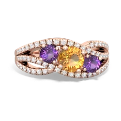 Citrine Three Stone Aurora 14K Rose Gold ring R3080