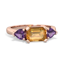 Citrine Three Stone 14K Rose Gold ring R5235