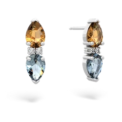 Citrine Bowtie Drop 14K White Gold earrings E0865