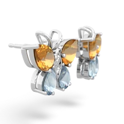 Citrine Butterfly 14K White Gold earrings E2215