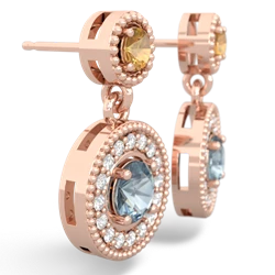 Citrine Halo Dangle 14K Rose Gold earrings E5319