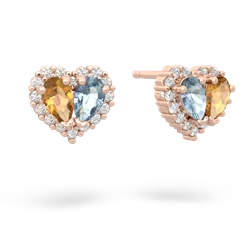 Citrine Halo 14K Rose Gold earrings E7008