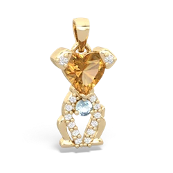 Citrine Puppy Love 14K Yellow Gold pendant P5800