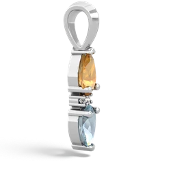 Citrine Bowtie Drop 14K White Gold pendant P0865