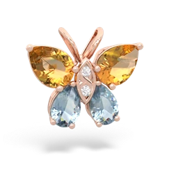 Citrine Butterfly 14K Rose Gold pendant P2215