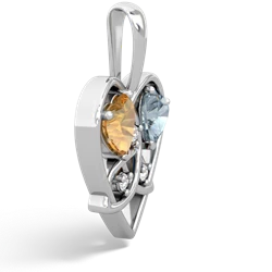 Citrine Celtic Trinity Heart 14K White Gold pendant P5331