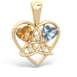 Citrine Celtic Trinity Heart 14K Yellow Gold pendant P5331