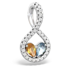 Citrine Pave Twist 'One Heart' 14K White Gold pendant P5360