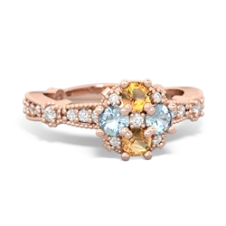 Citrine Sparkling Tiara Cluster 14K Rose Gold ring R26293RD