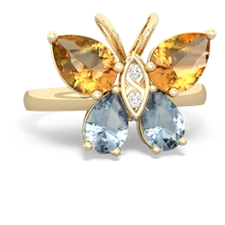 Citrine Butterfly 14K Yellow Gold ring R2215