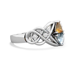 Citrine Keepsake Celtic Knot 14K White Gold ring R5300