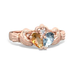 Citrine 'Our Heart' Claddagh 14K Rose Gold ring R2388