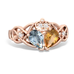 Citrine 'One Heart' Celtic Knot Claddagh 14K Rose Gold ring R5322