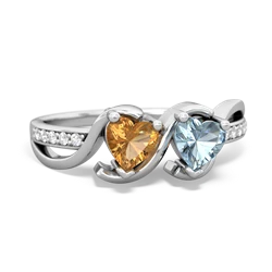 Citrine Side By Side 14K White Gold ring R3090