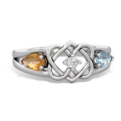 Citrine Hearts Intertwined 14K White Gold ring R5880