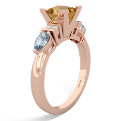 Citrine 6Mm Princess Eternal Embrace Engagement 14K Rose Gold ring C2002