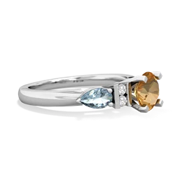 Citrine 6Mm Round Eternal Embrace Engagement 14K White Gold ring R2005