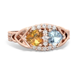 Citrine Sparkling Celtic Knot 14K Rose Gold ring R2645