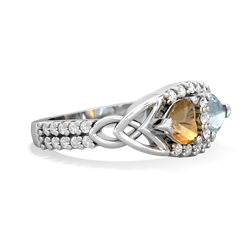 Citrine Sparkling Celtic Knot 14K White Gold ring R2645