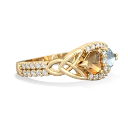 Citrine Sparkling Celtic Knot 14K Yellow Gold ring R2645