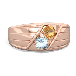 Citrine Men's Streamline 14K Rose Gold ring R0460