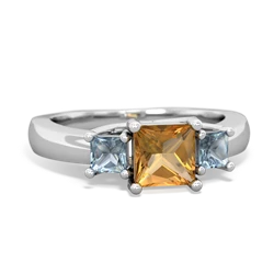 Citrine Three Stone Trellis 14K White Gold ring R4015