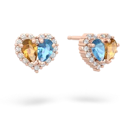 Citrine Halo 14K Rose Gold earrings E7008