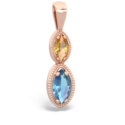 Citrine Antique-Style Halo 14K Rose Gold pendant P5700