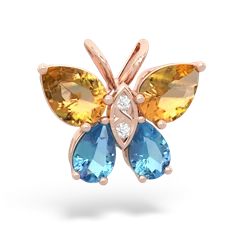 Citrine Butterfly 14K Rose Gold pendant P2215