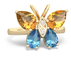 Citrine Butterfly 14K Yellow Gold ring R2215